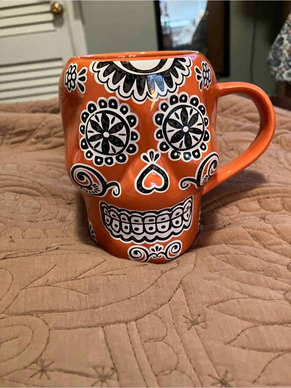 NWOT World Market Day of The Dead Sugar Skull Ceramic Mug